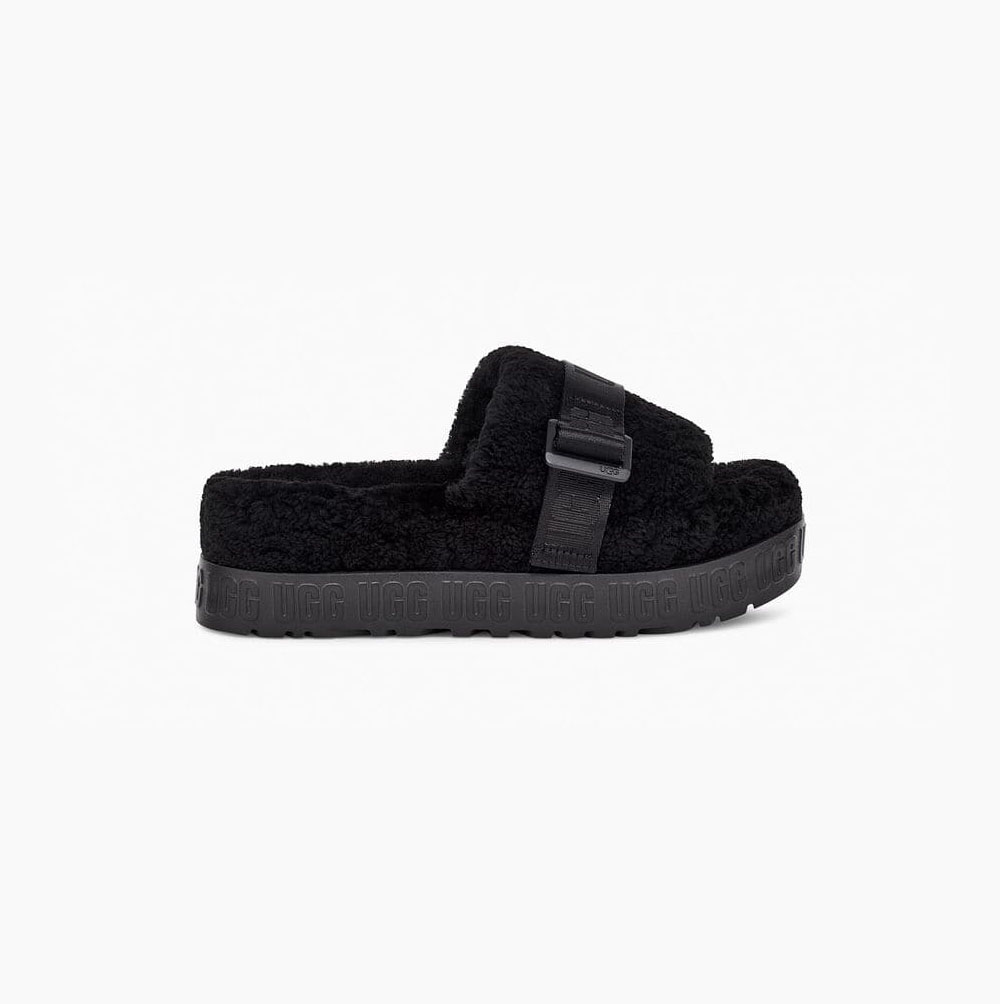 UGG Fluffita Black Slippers for Women (KRIF93514)